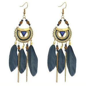 🌼Boho dangle feathers Teal